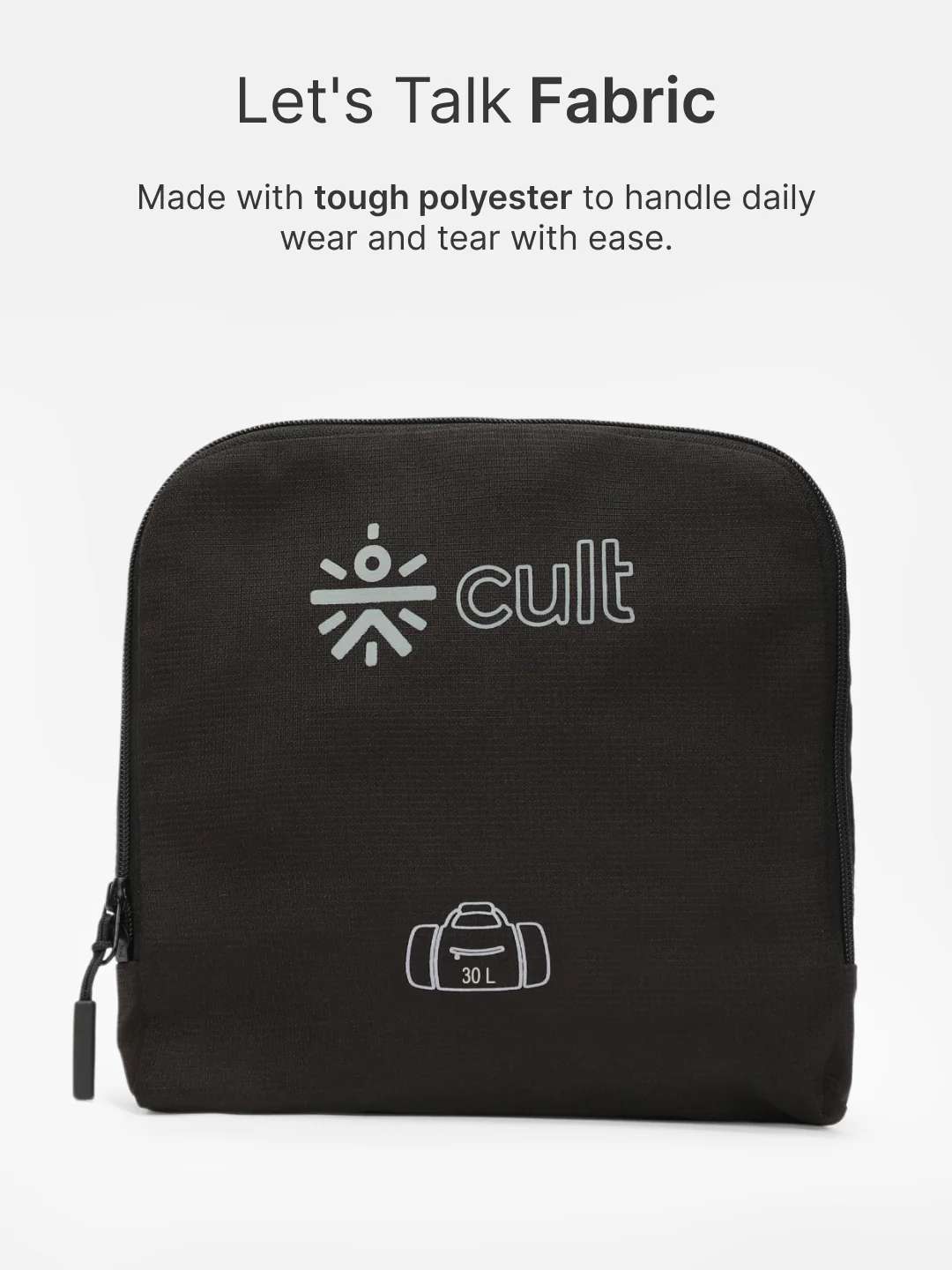 cult Foldable Duffle Bag  30L Black - Image 5