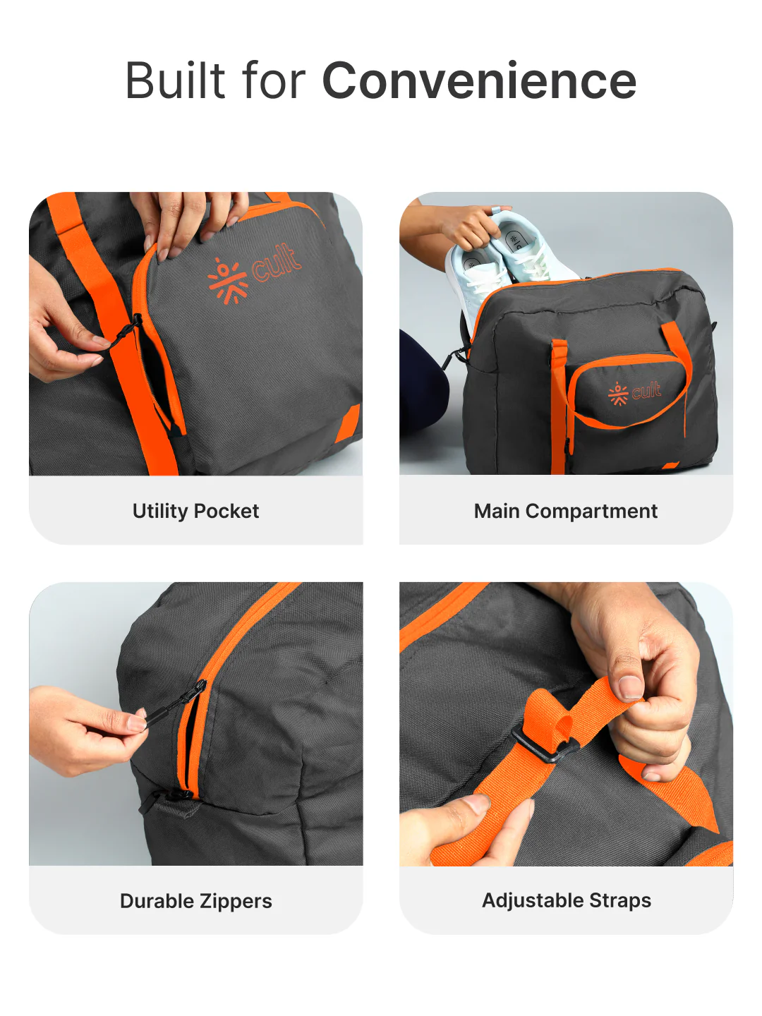 cult Foldable Duffle Bag  30L Grey - Image 4