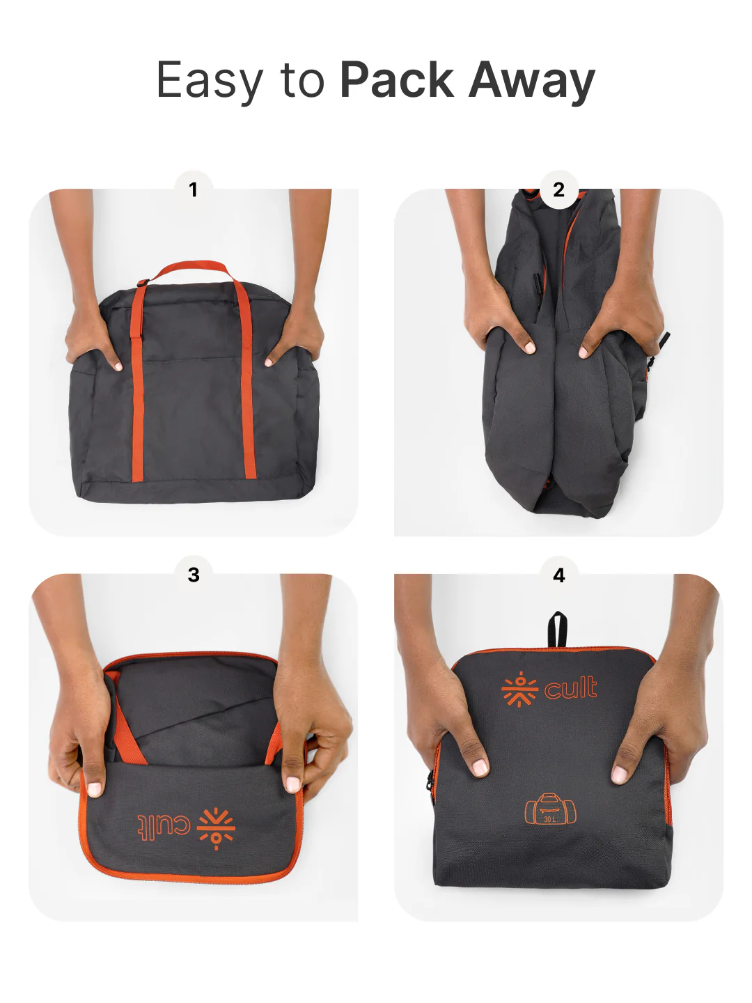 cult Foldable Duffle Bag  30L Grey - Image 6