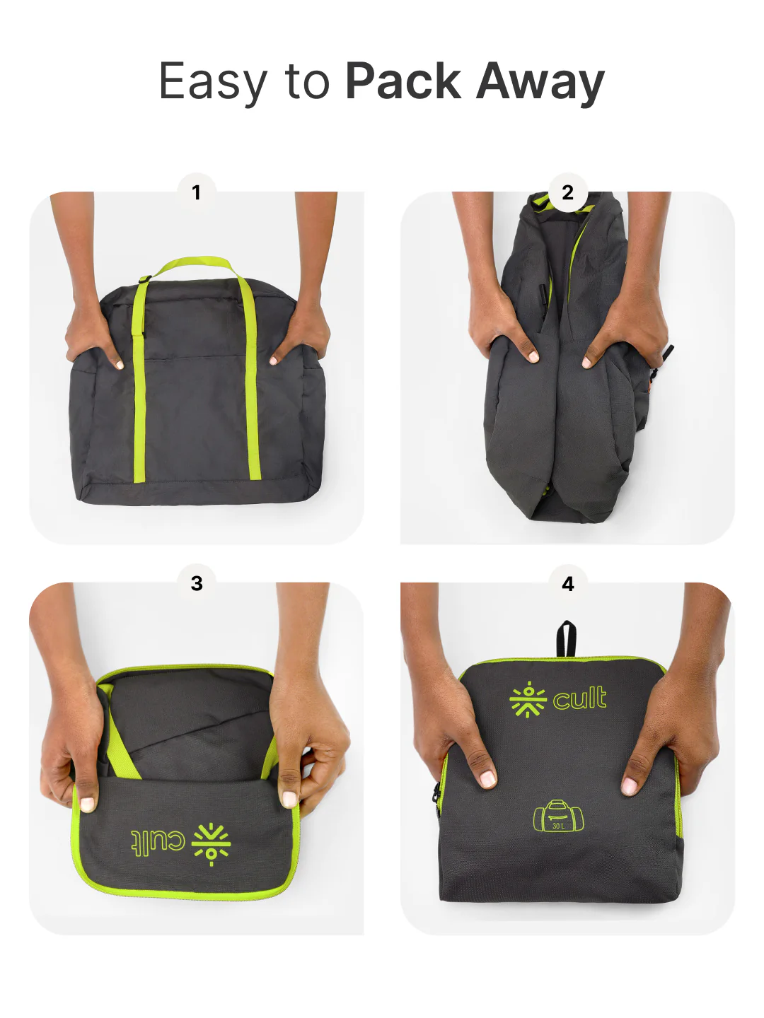 cult Foldable Duffle Bag  30L Olive - Image 6