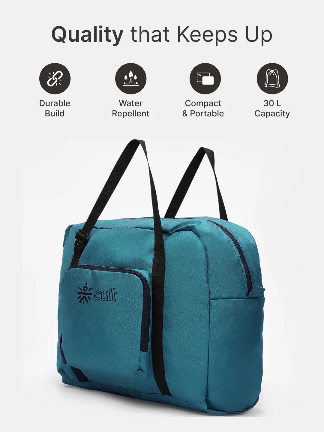 cult Foldable Duffle Bag  30L Teal - Image 3