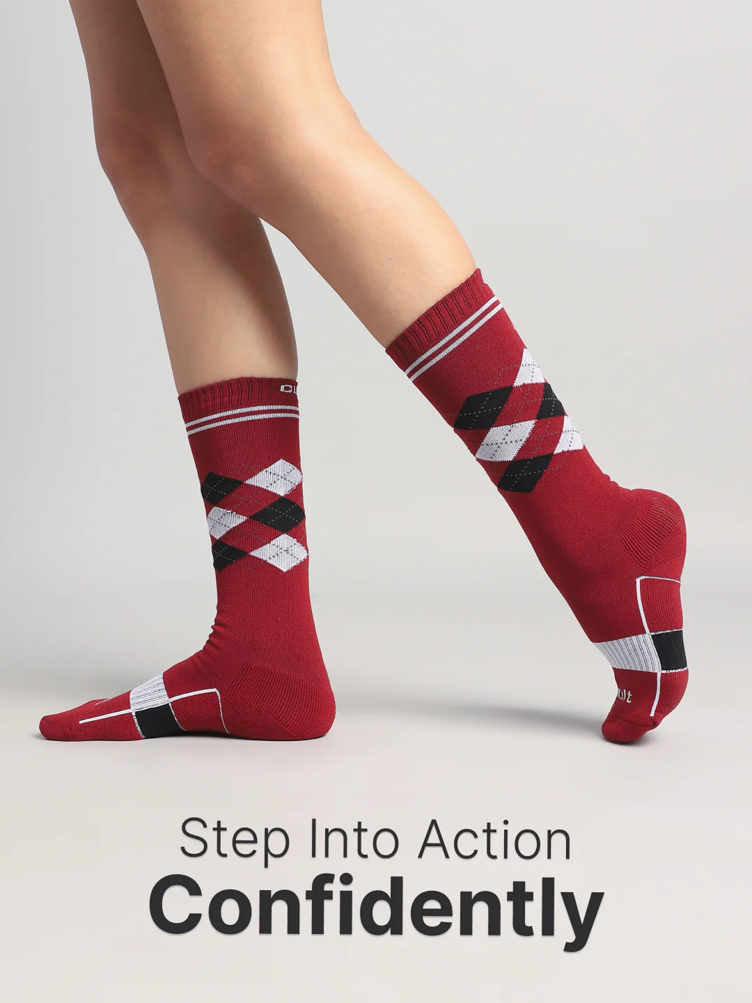 Cult Football/Soccer Patterned Men's Terry Cotton Socks Pack of 2-White & Maroon - Image 2