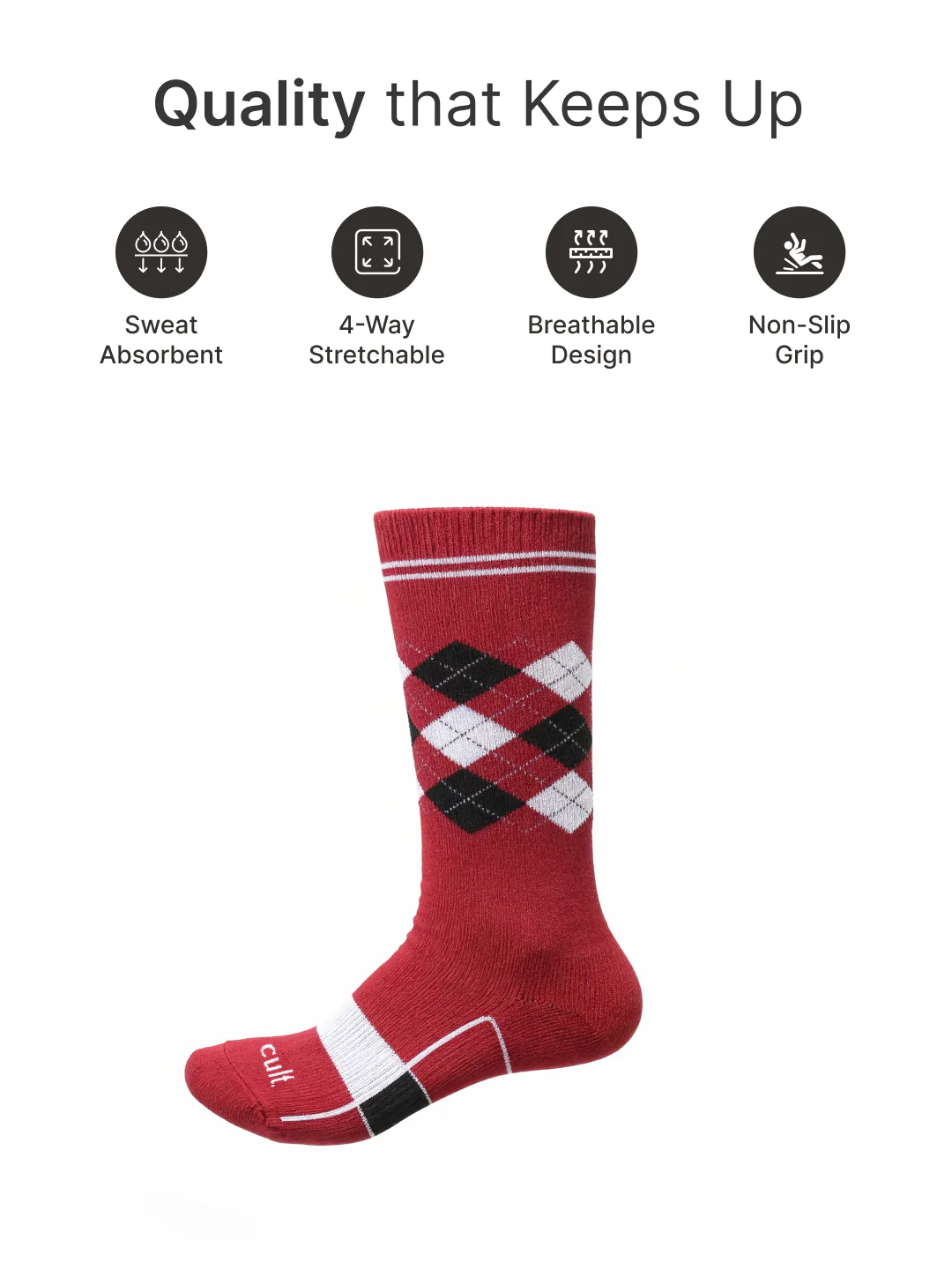 Cult Football/Soccer Patterned Men's Terry Cotton Socks Pack of 2-White & Maroon - Image 3