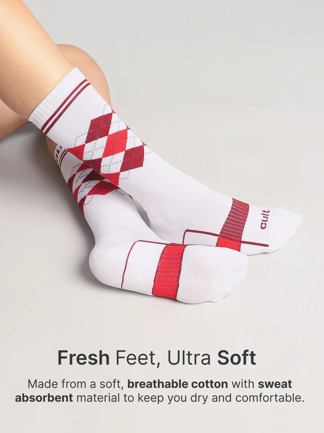Cult Football/Soccer Patterned Men's Terry Cotton Socks Pack of 2-White & Maroon - Image 4