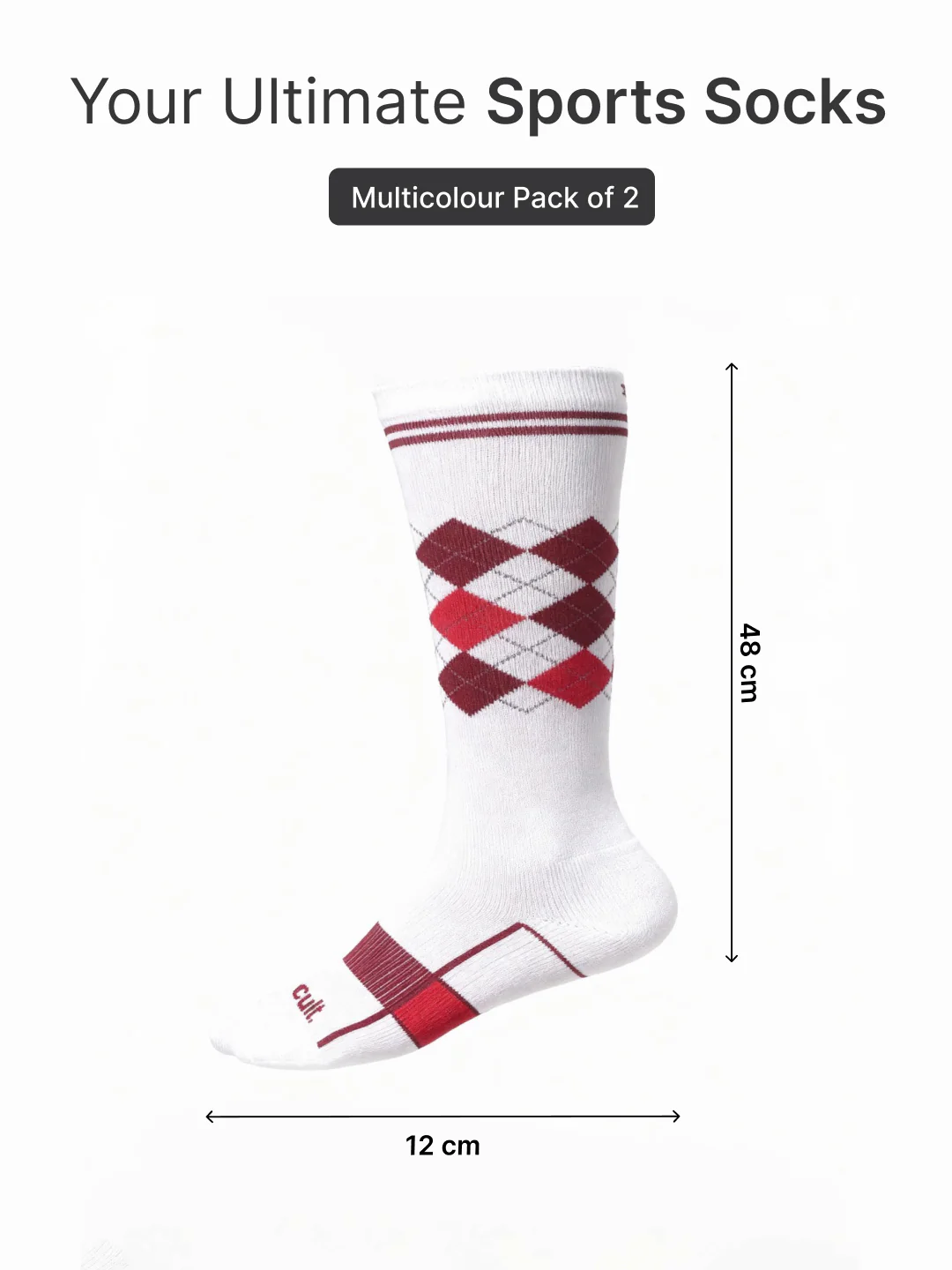 Cult Football/Soccer Patterned Men's Terry Cotton Socks Pack of 2-White & Maroon - Image 6