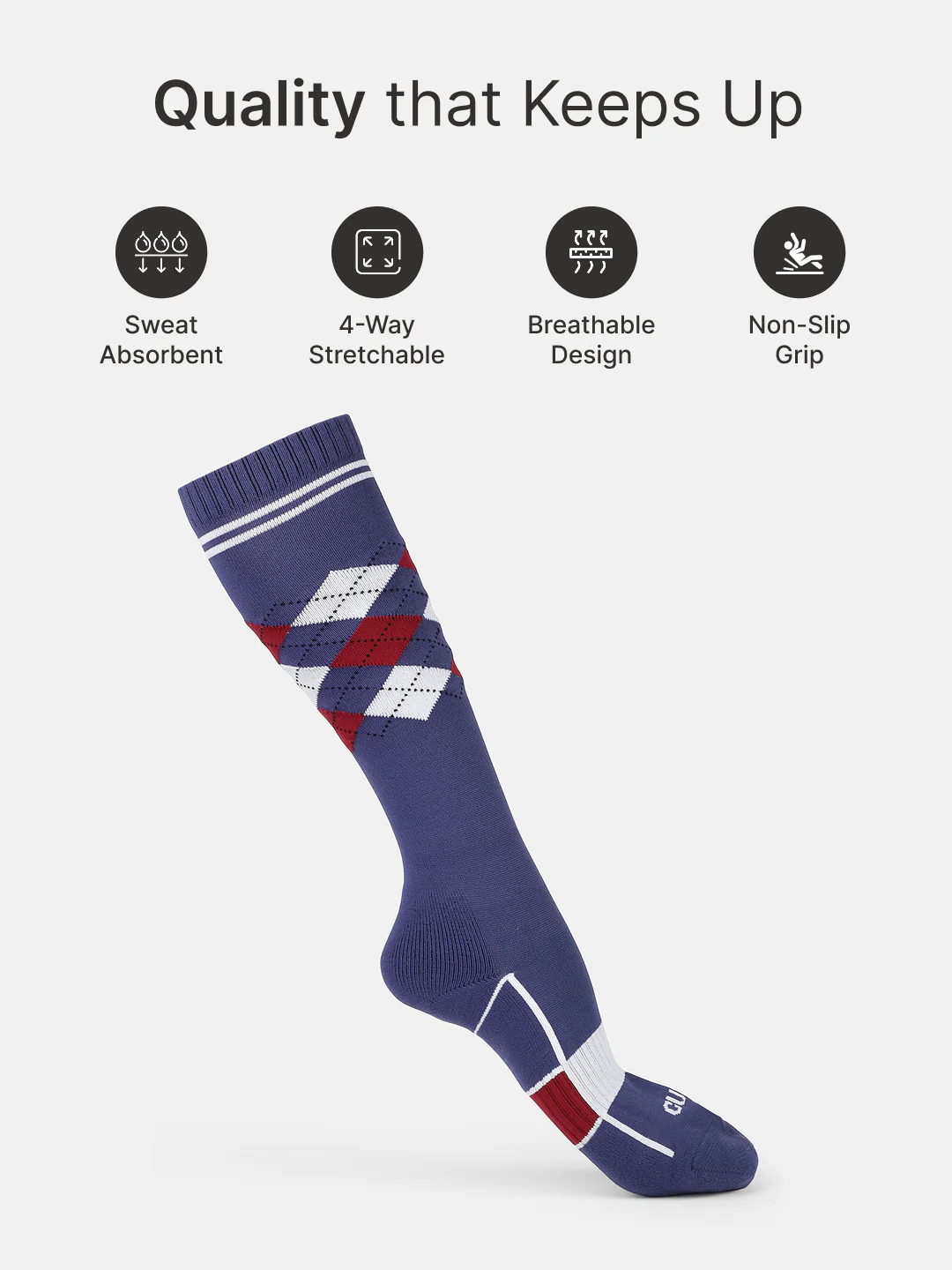 Football/Soccer Pack of 2 White & Blue Patterned Men's Terry Cotton Socks - Image 3