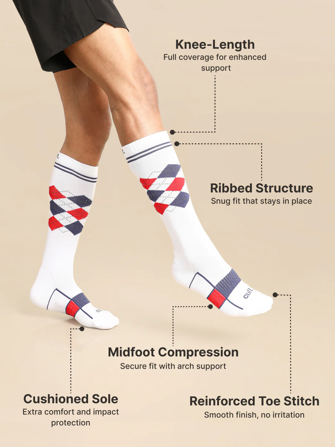 Football/Soccer Pack of 2 White & Blue Patterned Men's Terry Cotton Socks - Image 5
