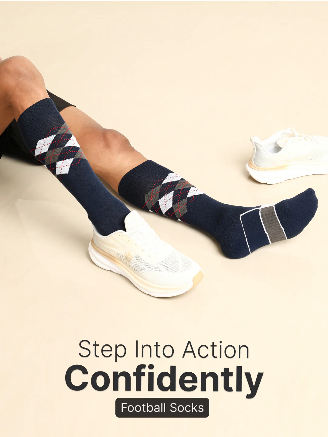 Sports Knee Length Pack of 2 Navy & Black Patterned Terry Men's Socks - Image 2