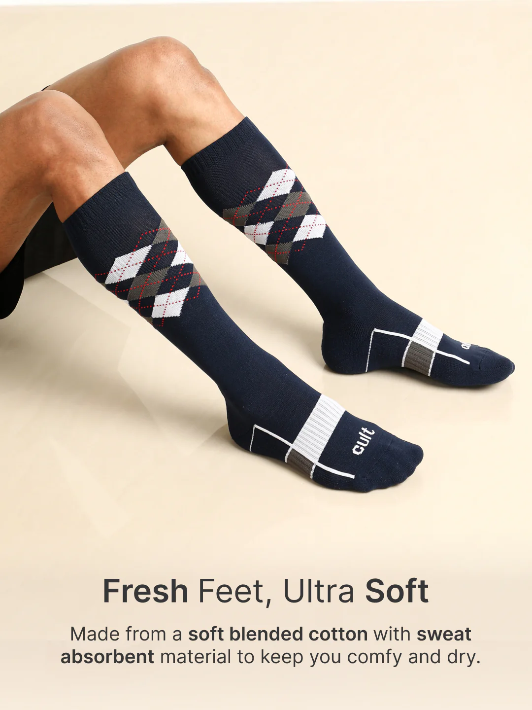 Sports Knee Length Pack of 2 Navy & Black Patterned Terry Men's Socks - Image 4