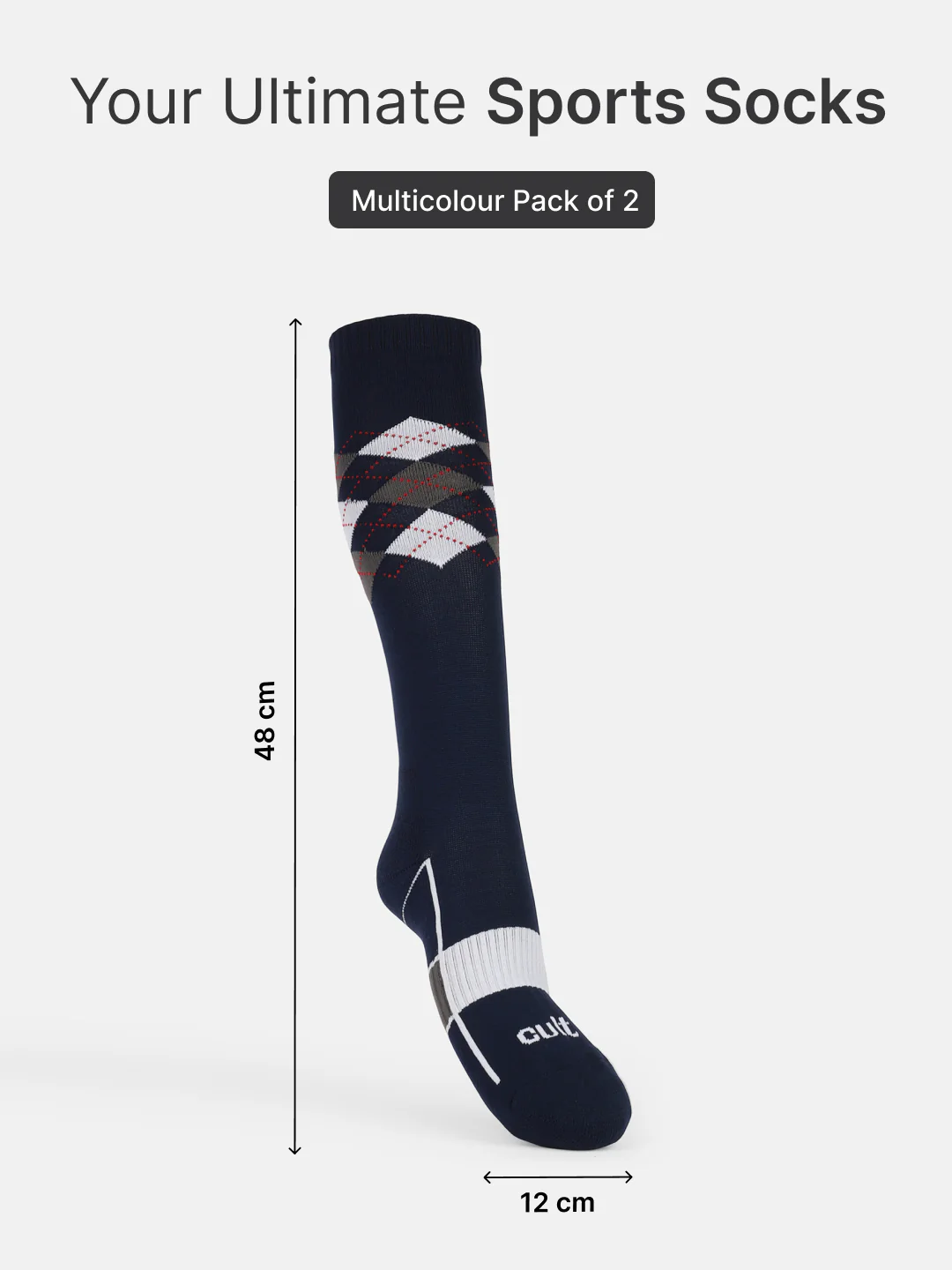 Sports Knee Length Pack of 2 Navy & Black Patterned Terry Men's Socks - Image 6