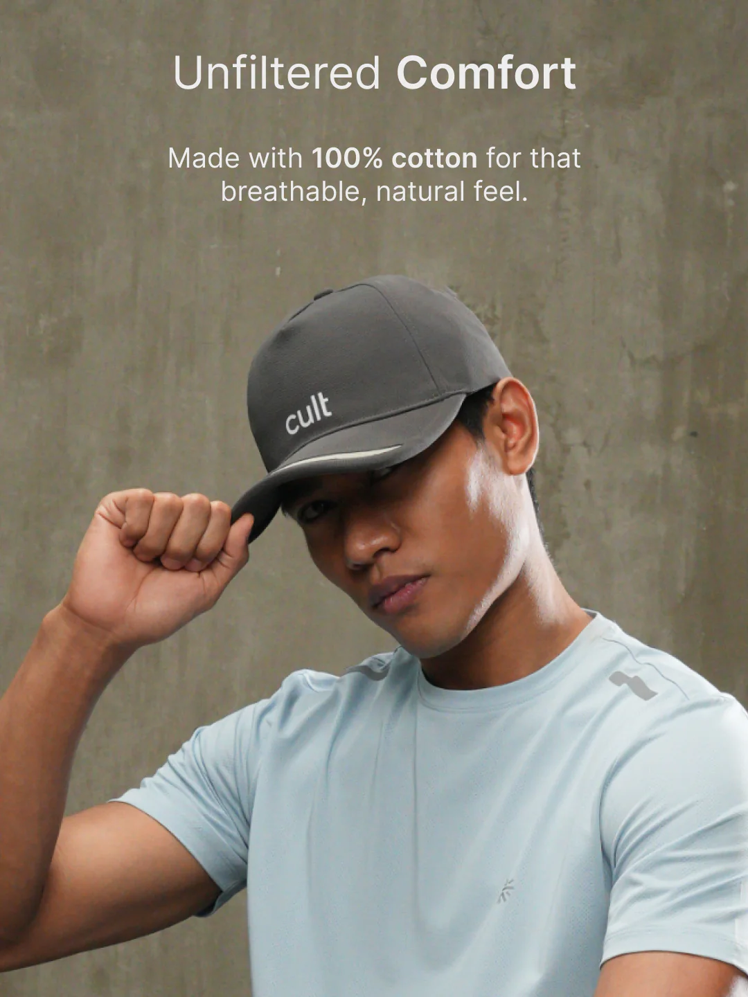 cult Front Pop Cap Charcoal with Grey- Unisex Adjustable Cap for Men & Women - Image 4