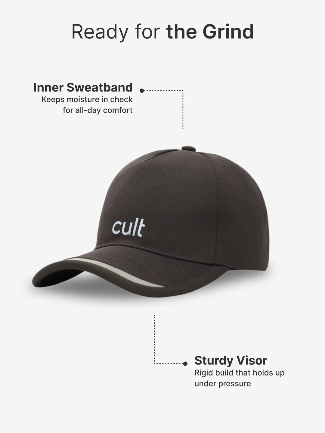 cult Front Pop Cap Charcoal with Grey- Unisex Adjustable Cap for Men & Women - Image 5