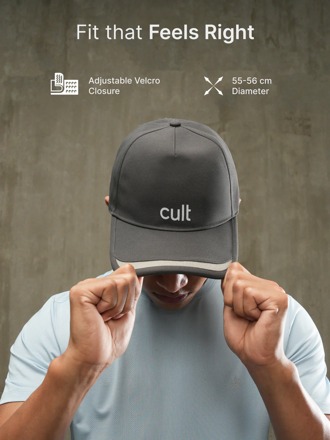 cult Front Pop Cap Charcoal with Grey- Unisex Adjustable Cap for Men & Women - Image 6