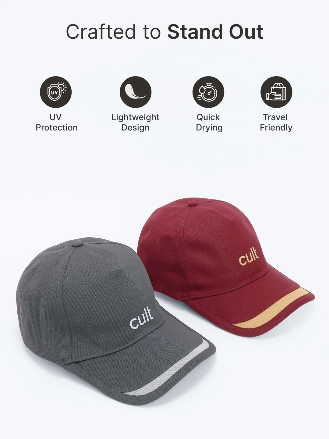cult Front Pop Cap Red and Yellow- Unisex Adjustable Cap for Men & Women - Image 3