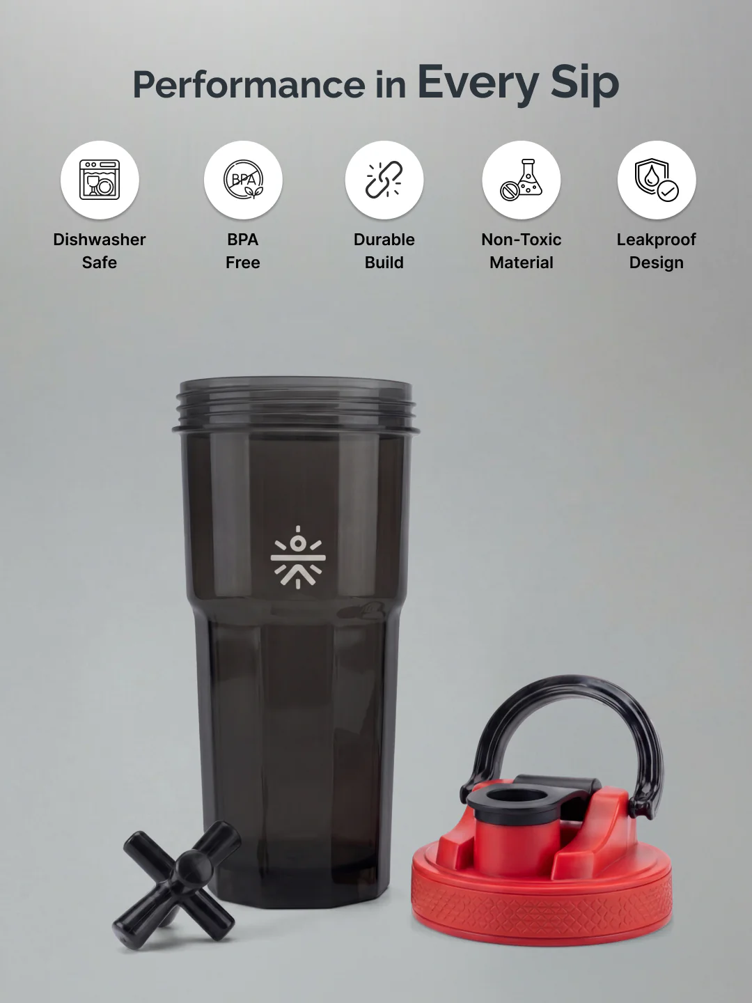 CULT FrostBlend Pro Shaker Bottle 600 ml, Premium Leak-Proof Multipurpose Shaker for Workout & Daily Use Black - Image 3