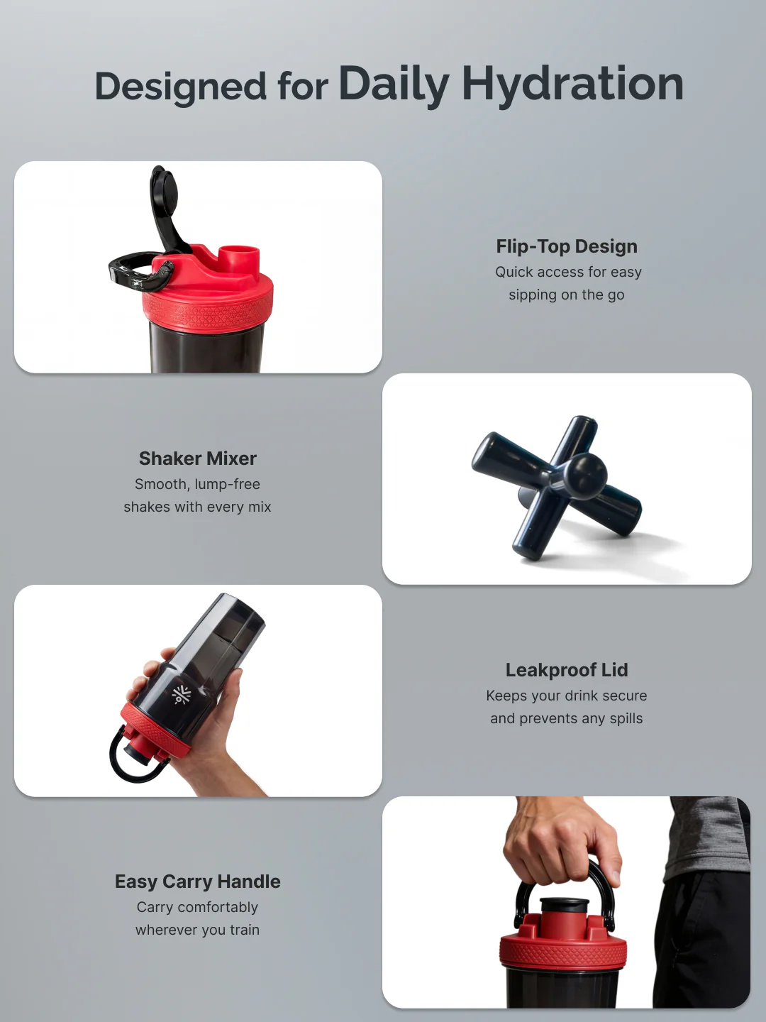 CULT FrostBlend Pro Shaker Bottle 600 ml, Premium Leak-Proof Multipurpose Shaker for Workout & Daily Use Black - Image 4