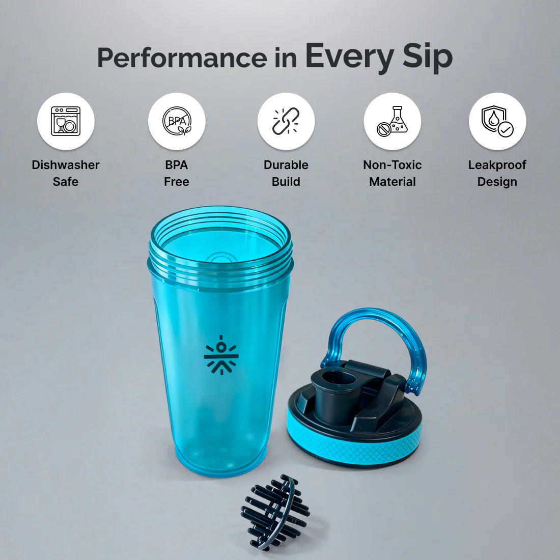 CULT FrostBlend Shaker Bottle 500 ml, BPA-Free Leak-Proof Multipurpose Shaker for Protein & Gym Blue - Image 3