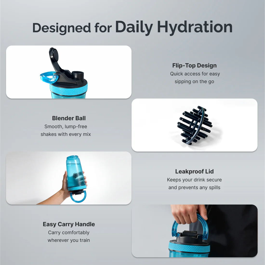 CULT FrostBlend Shaker Bottle 500 ml, BPA-Free Leak-Proof Multipurpose Shaker for Protein & Gym Blue - Image 4