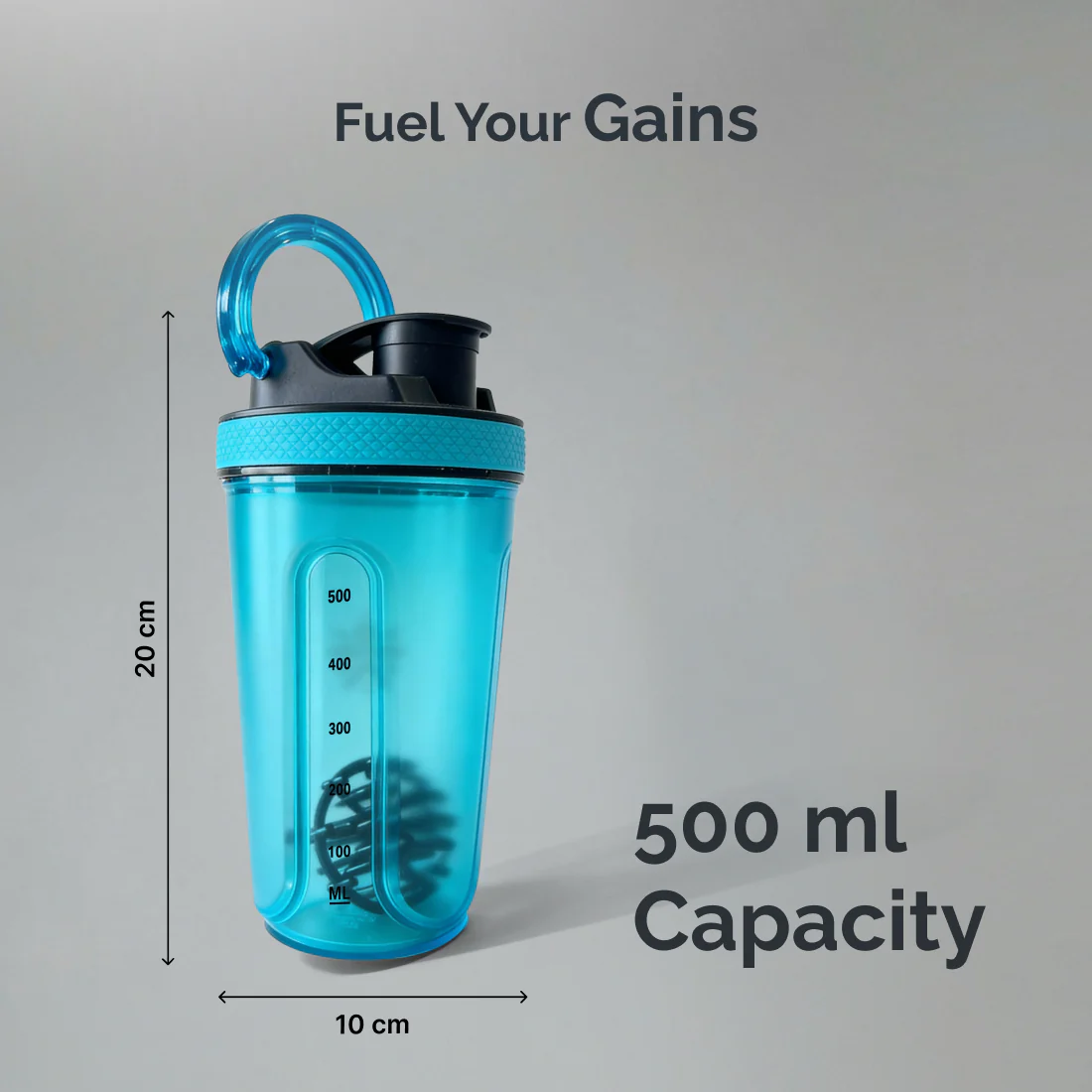 CULT FrostBlend Shaker Bottle 500 ml, BPA-Free Leak-Proof Multipurpose Shaker for Protein & Gym Blue - Image 6