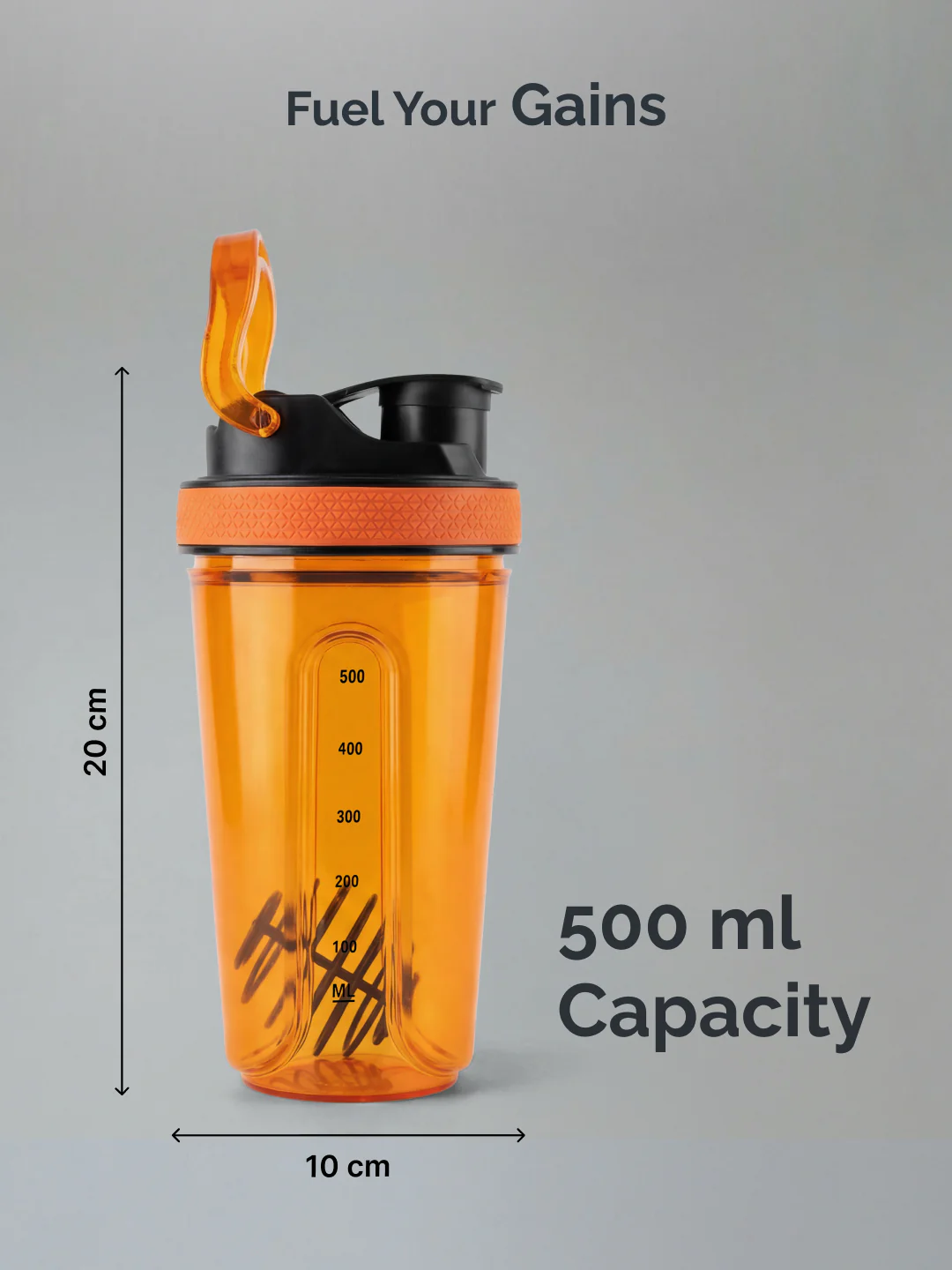 CULT FrostBlend Shaker Bottle 500 ml, Durable Leak-Proof Multipurpose Shaker for Fitness & Supplements Orange - Image 6