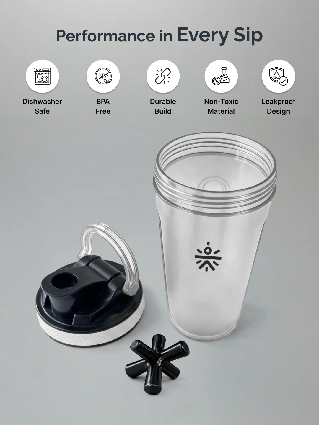 CULT FrostBlend Shaker Bottle 500 ml, Leak-Proof Multipurpose Shaker for Protein, Gym & Fitness Frosted White - Image 3