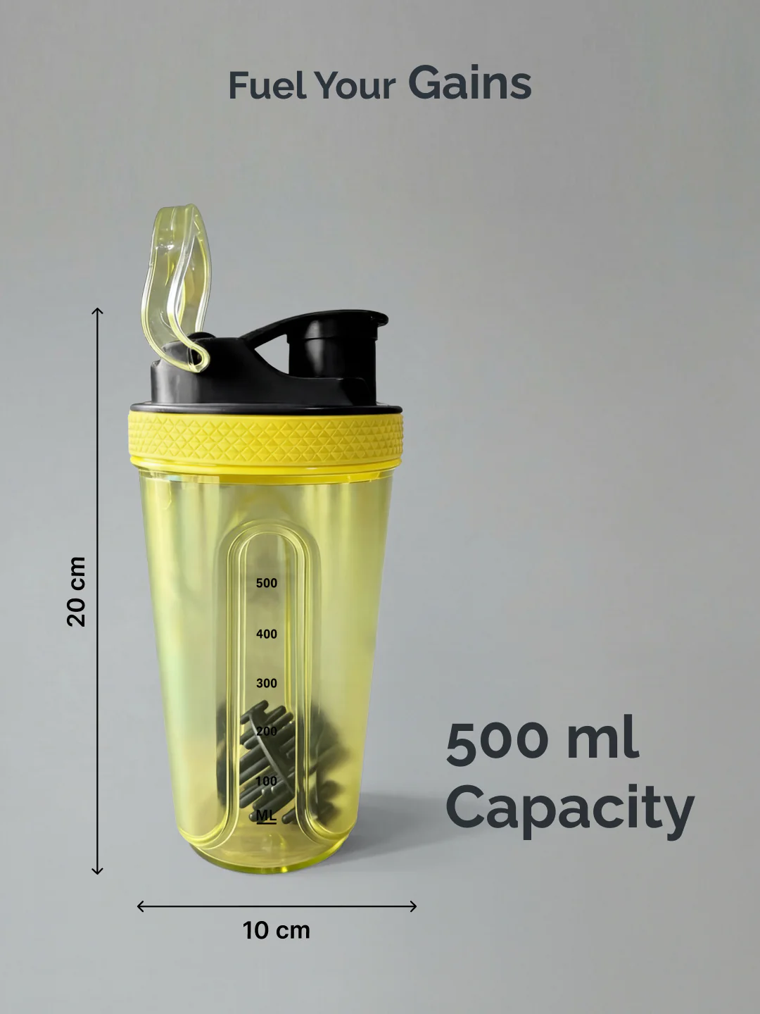 CULT FrostBlend Shaker Bottle 500 ml, Lightweight Leak-Proof Multipurpose Shaker for Gym & Protein Yellow - Image 6