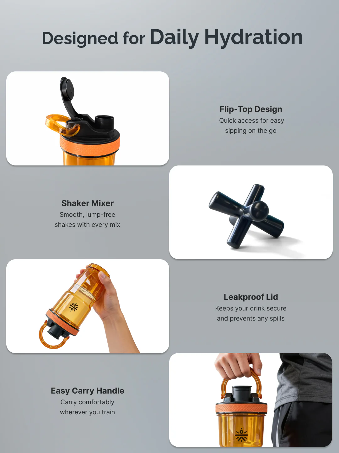 CULT FrostBlend Shaker Bottle, Premium Leak-Proof Multipurpose Shaker for Workout & Daily Use (Orange 600ml) - Image 4