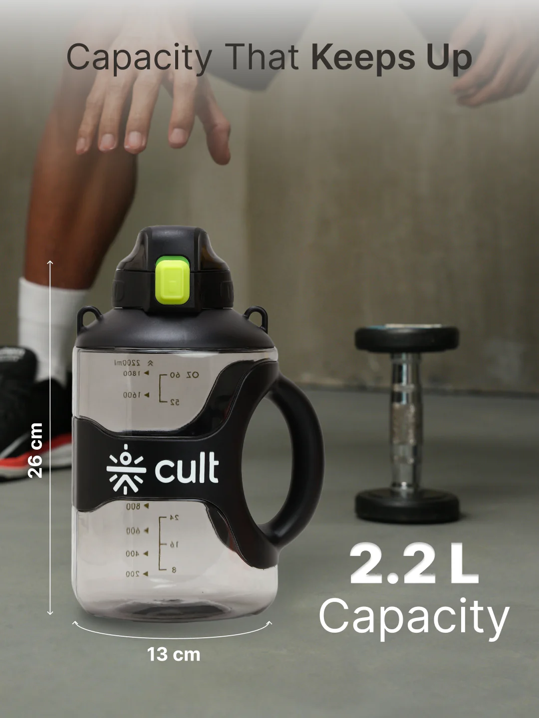 cult Gallon Bottle 2.2L Unisex Black - Image 5