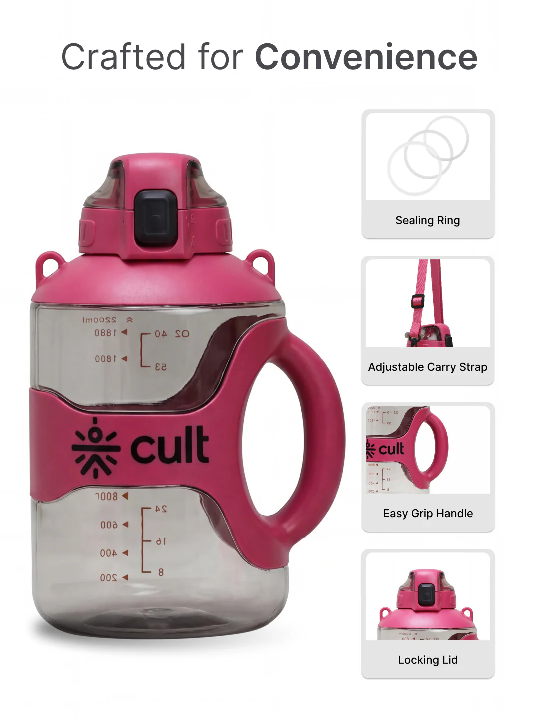cult Gallon Bottle 2.2L Unisex Pink - Image 4