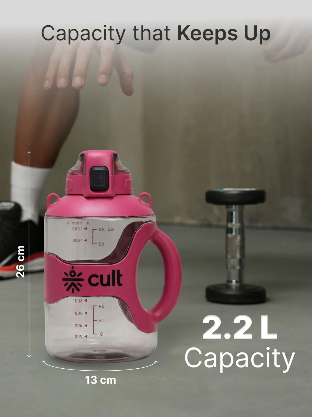 cult Gallon Bottle 2.2L Unisex Pink - Image 5