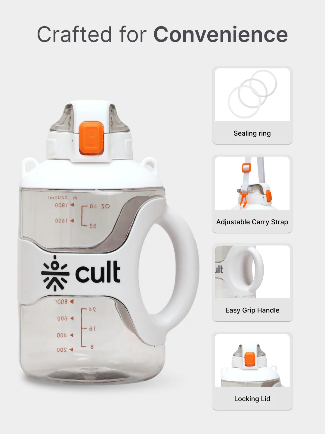 cult Gallon Bottle 2.2L Unisex White - Image 4