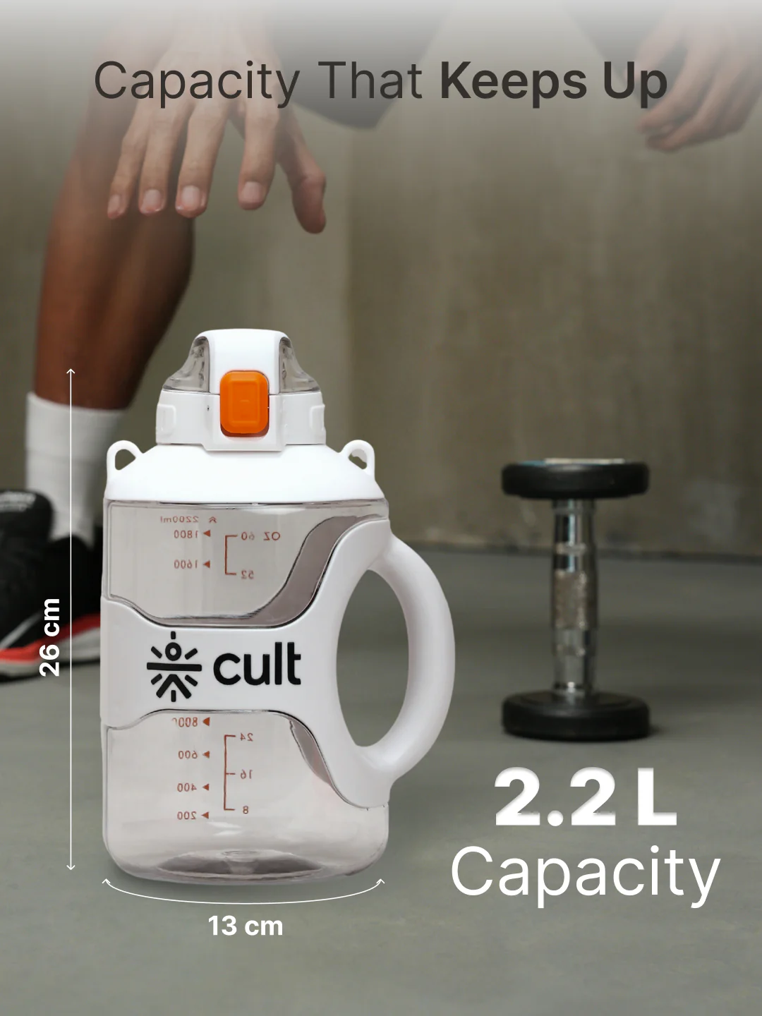 cult Gallon Bottle 2.2L Unisex White - Image 5
