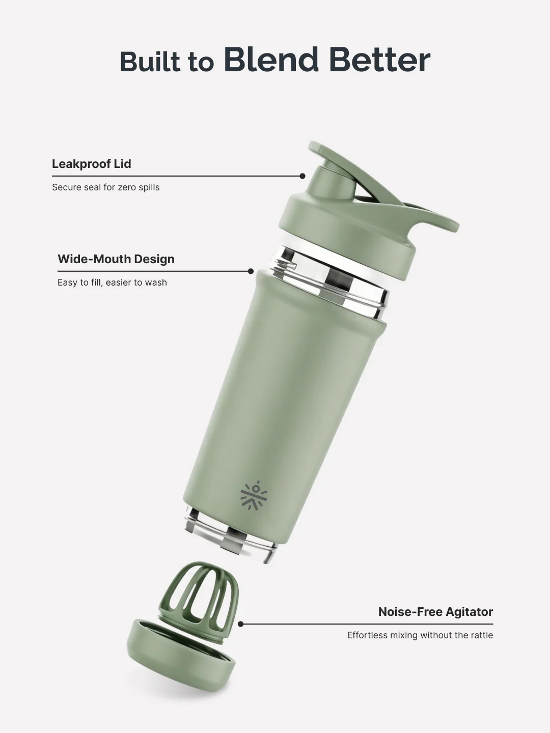 Cult Green Steel Shaker Bottle 700 ml with Bottom Opener – Leakproof & Built for Performance - Image 4