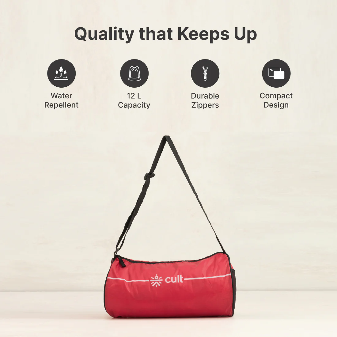 Cult Gym Bag 12L Red with Black Shaker Bottle 550ml Black - Image 6