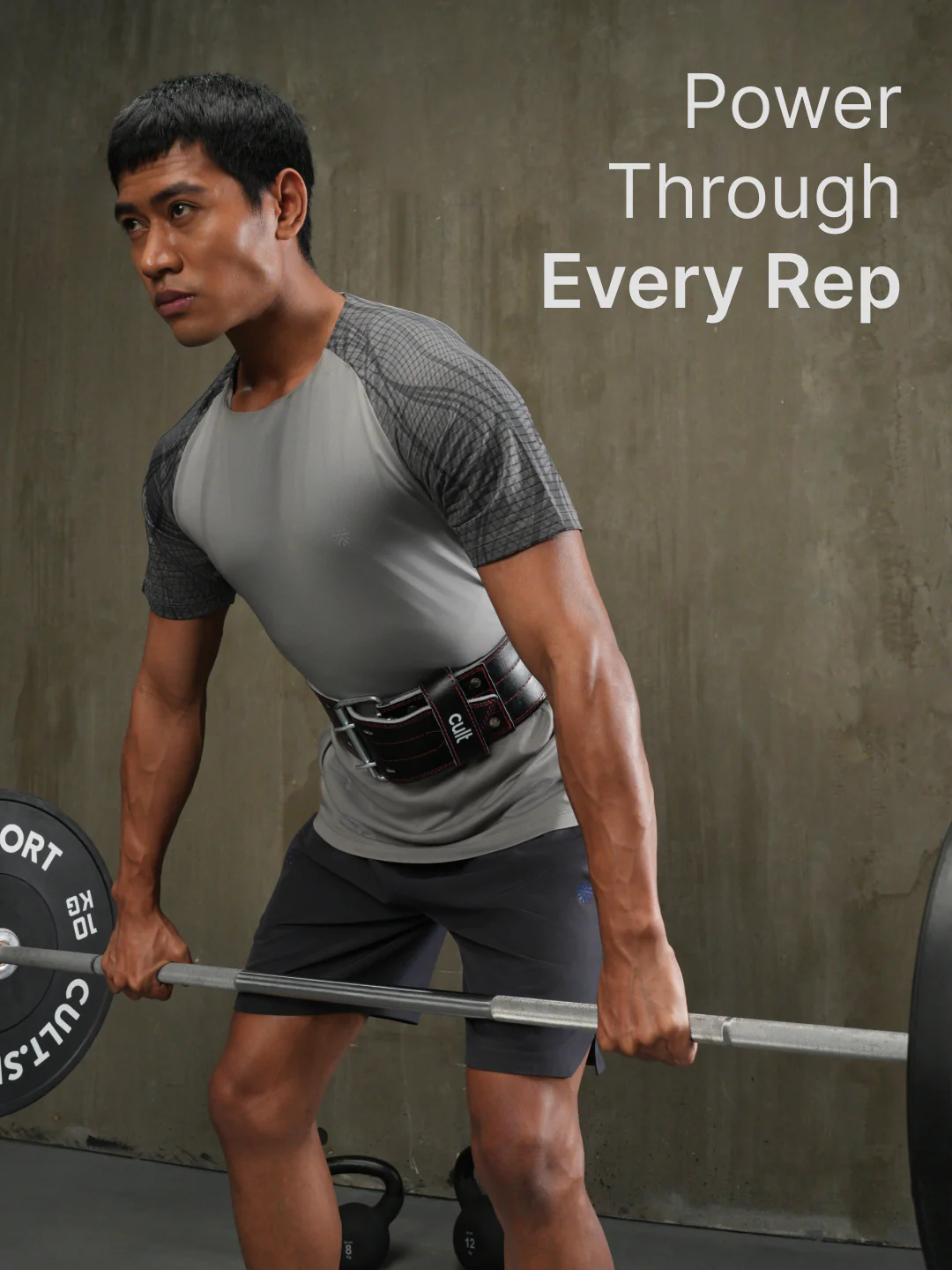 cult Gym Belt Black Leather Unisex - Image 2