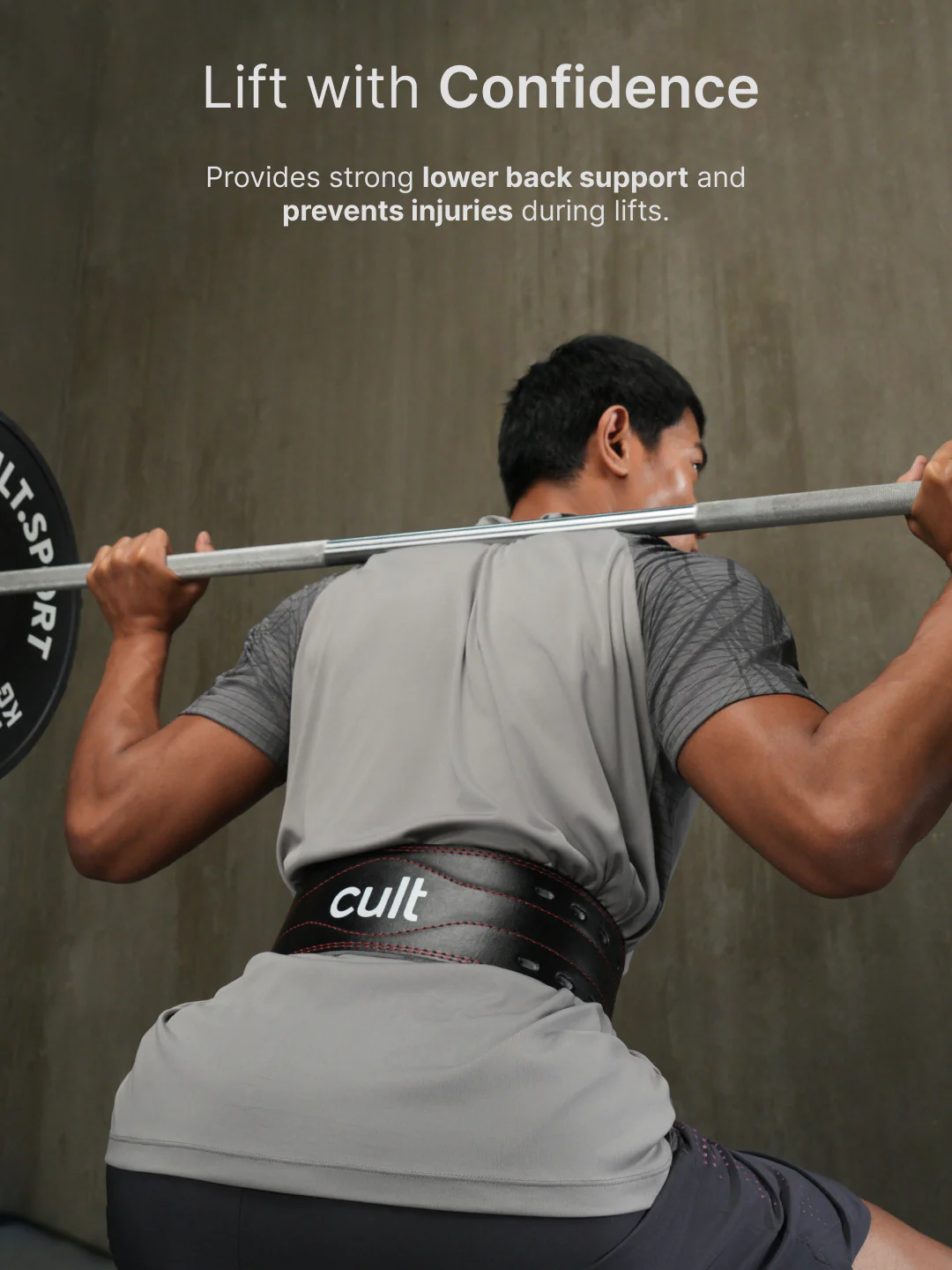 cult Gym Belt Black Leather Unisex - Image 5