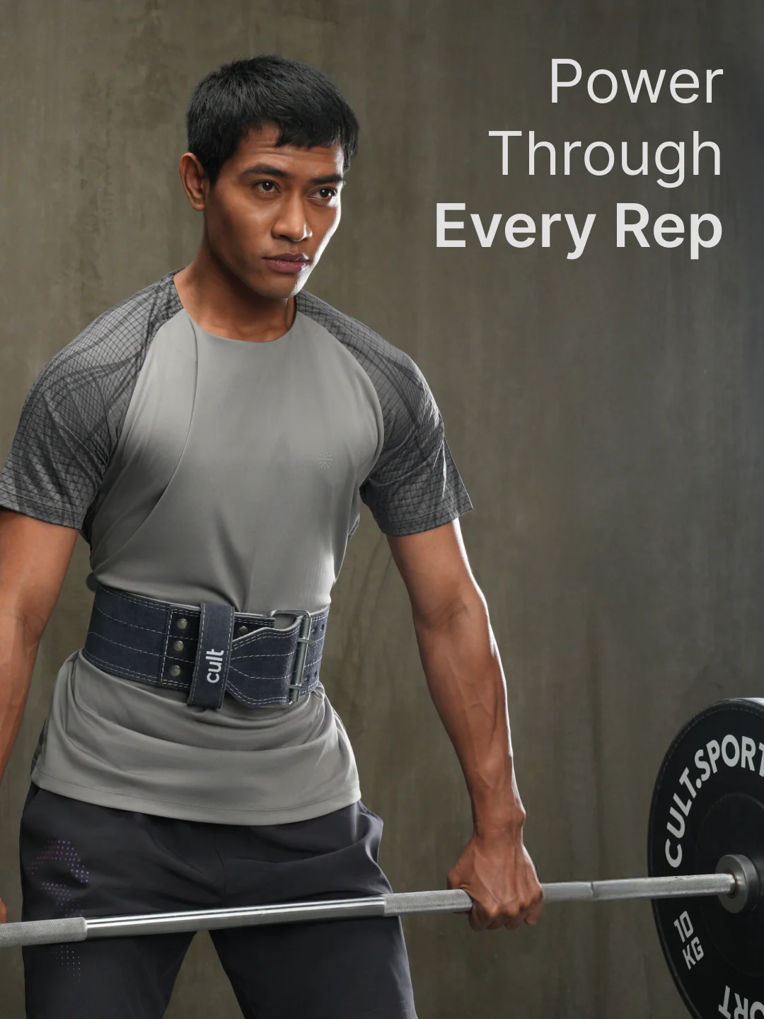 cult Gym Belt Grey Suede Leather Unisex - Image 2