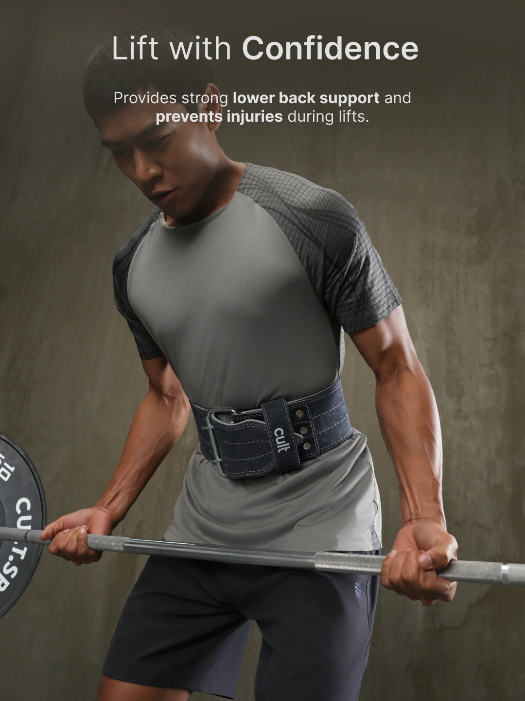cult Gym Belt Grey Suede Leather Unisex - Image 5