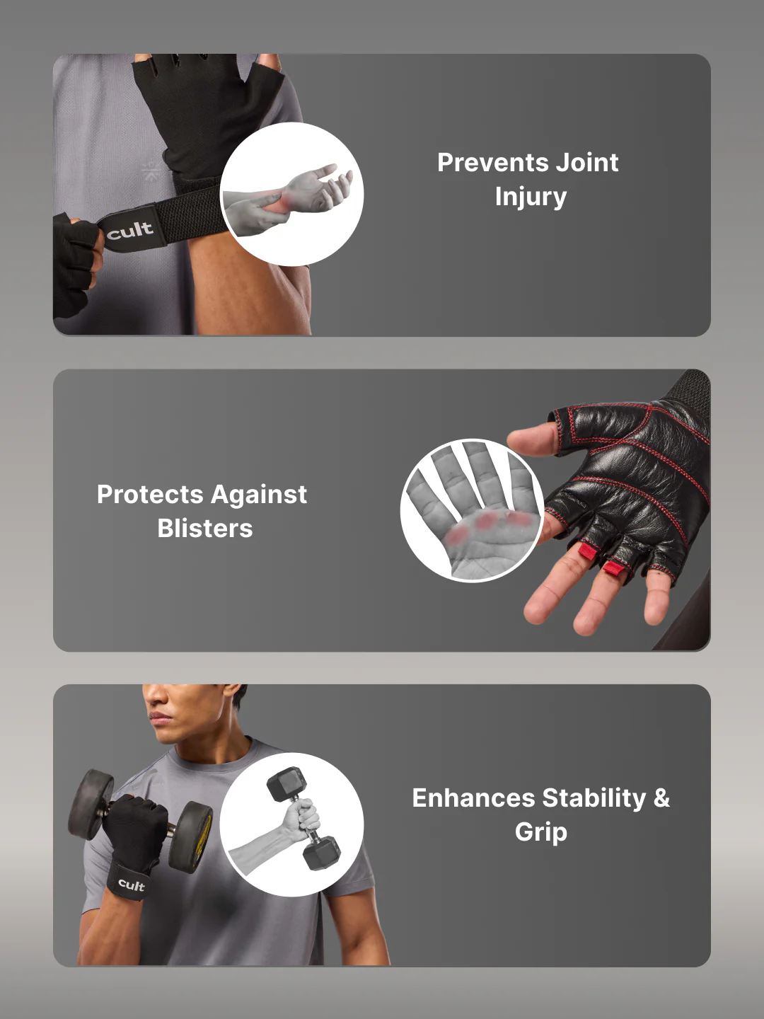 Workout Gym Gloves - Black/Red - Image 5