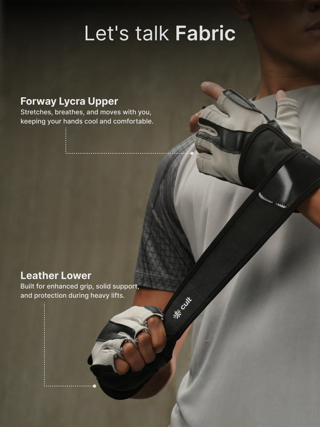 CULT Gym Gloves Premium - Beige - Image 4