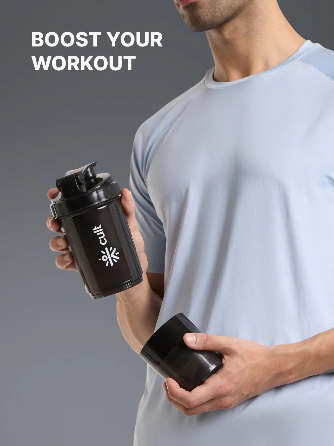 cult Gym Spider Shaker Bottle 550ml Shaker for Protein Shake 2 Storage Compartment Gym Protein Shaker For Workout Shaker Bottle For Men & Women Black - Image 2