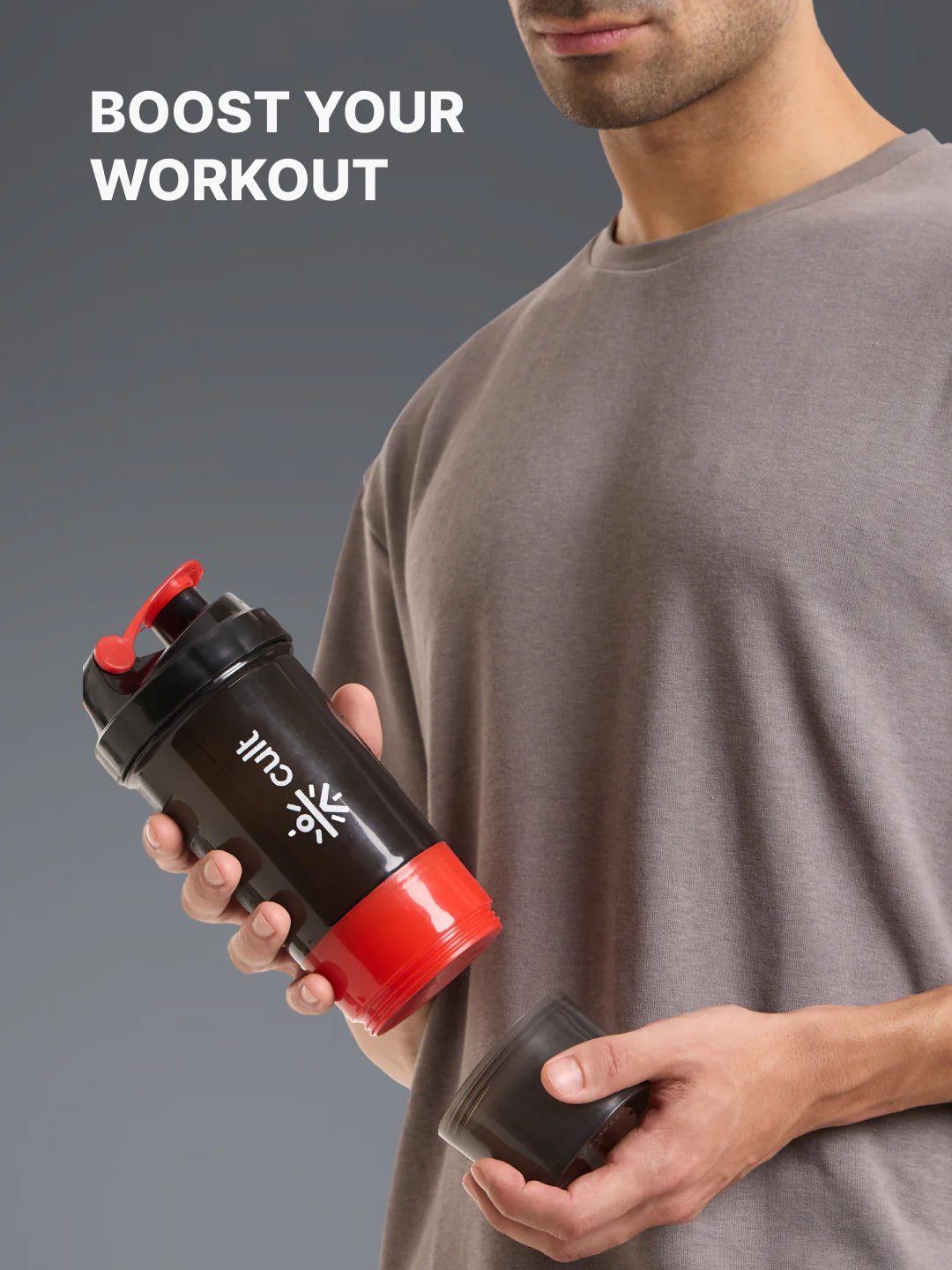 cult Gym Spider Shaker Bottle 550ml Shaker for Protein Shake 2 Storage Compartment Gym Protein Shaker For Workout Shaker Bottle For Men & Women Black Red - Image 2