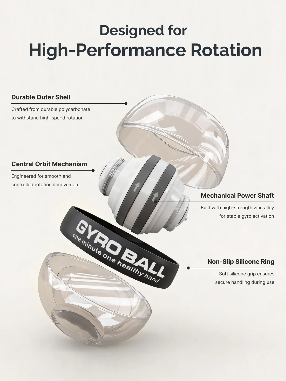 cult Gyro Ball Wrist & Forearm Strengthener Variable Resistance Grip Trainer (Up to 60 kg) with Carry Case - Image 4