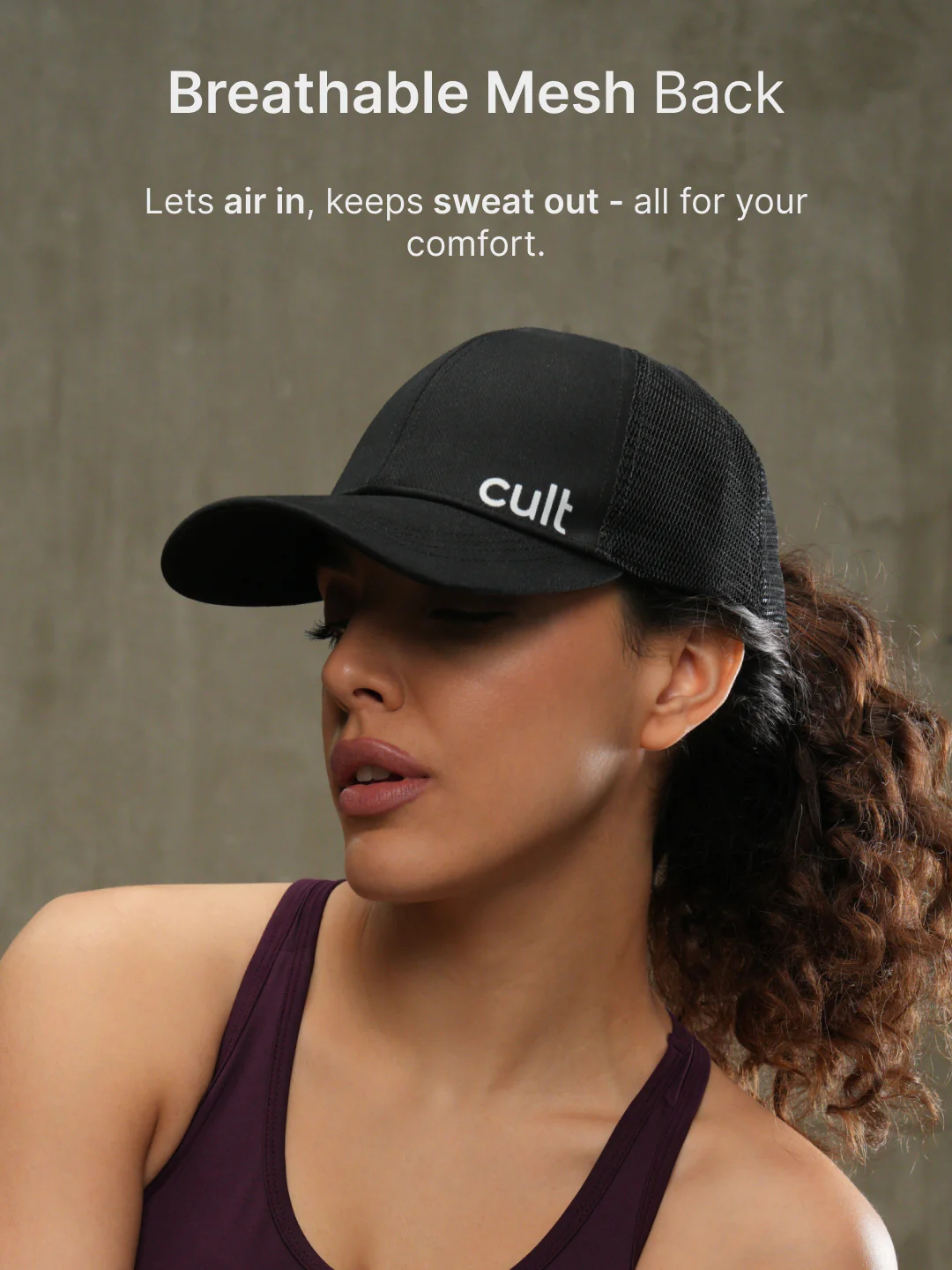 cult Half Mesh Cap Black- Unisex Adjustable Cap for Men & Women - Image 4