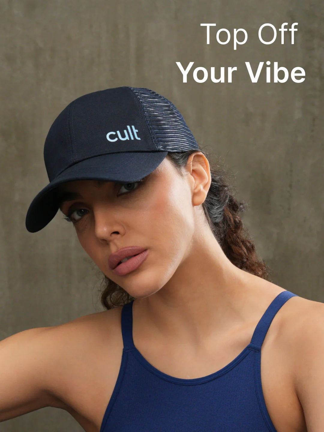 cult Half Mesh Cap Navy- Unisex Adjustable Cap for Men & Women - Image 2