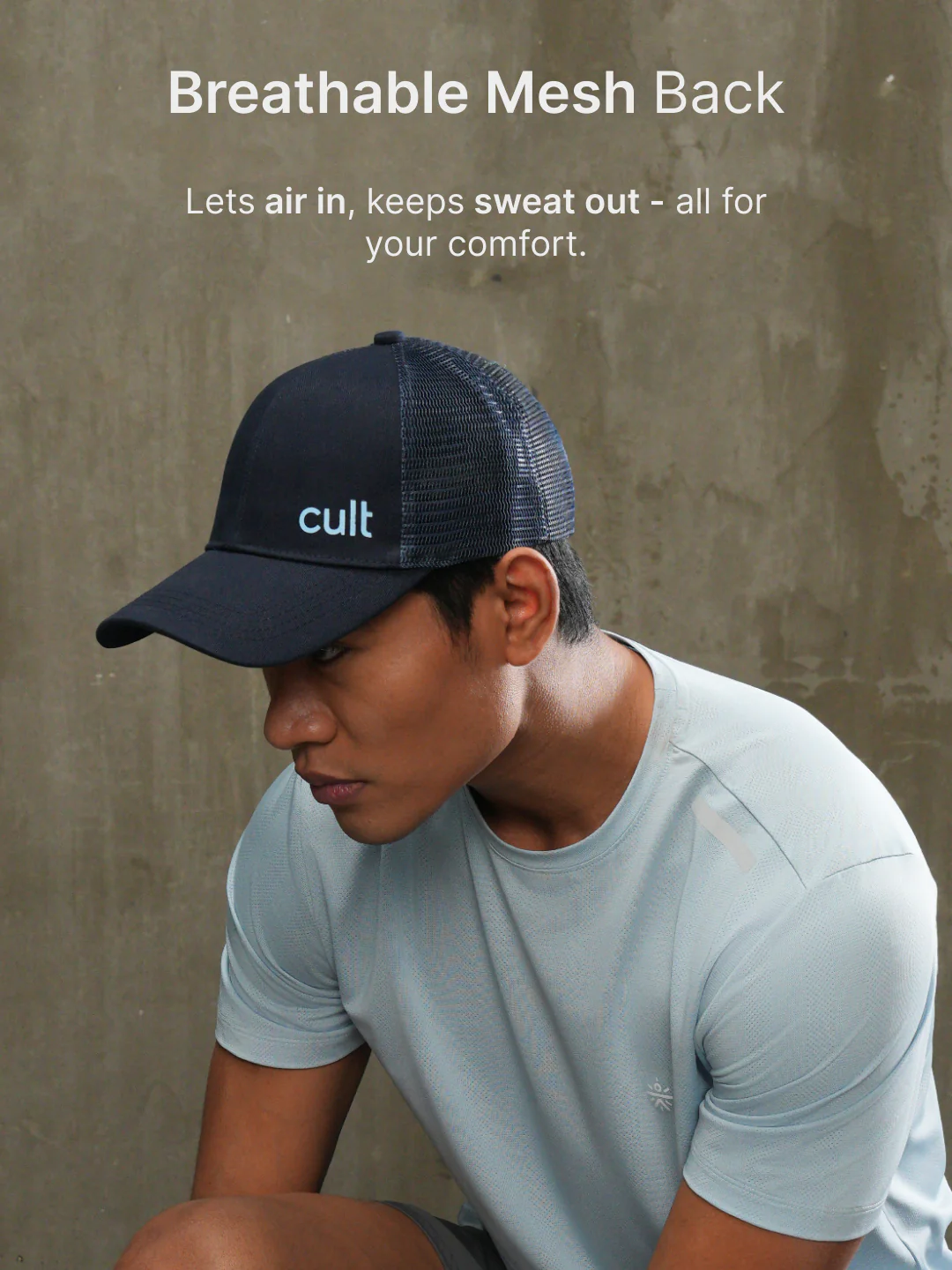 cult Half Mesh Cap Navy- Unisex Adjustable Cap for Men & Women - Image 4