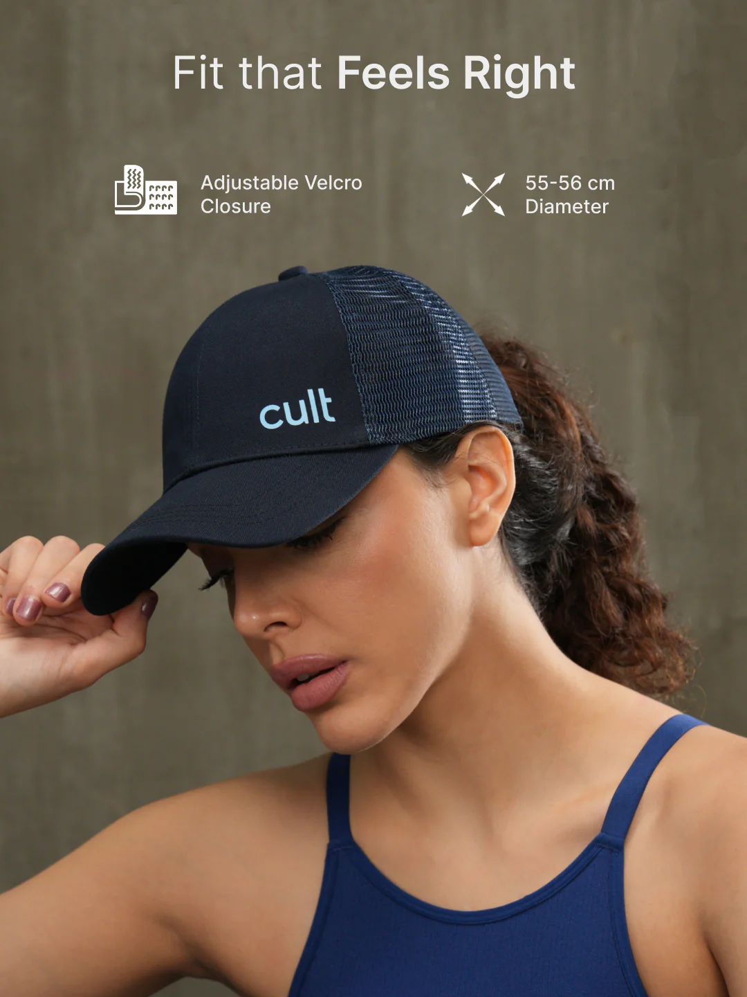 cult Half Mesh Cap Navy- Unisex Adjustable Cap for Men & Women - Image 6