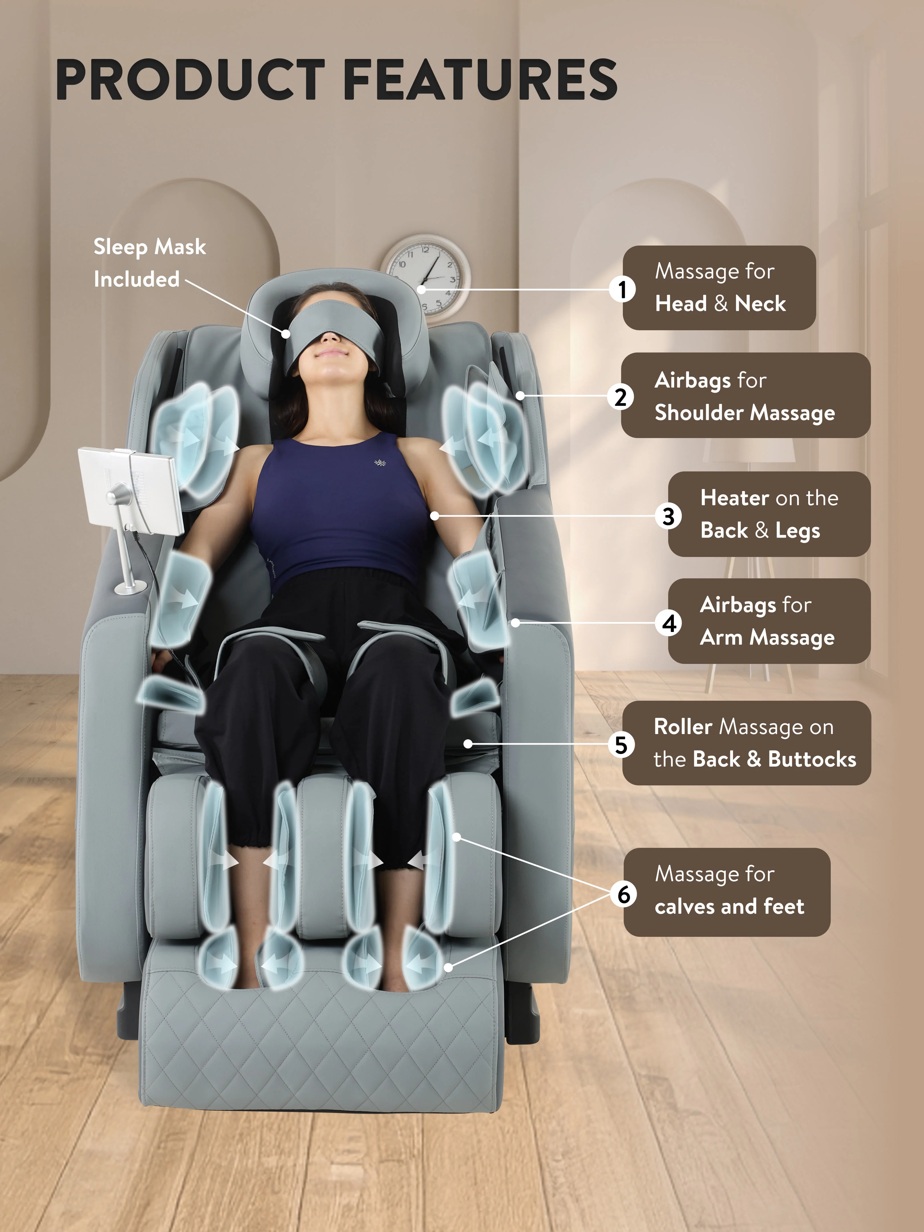 Cult Harmony Massage Chair with Fixed Point Massage Technique and Bluetooth AI Voice Function for Full Body Massage At Home - Image 4