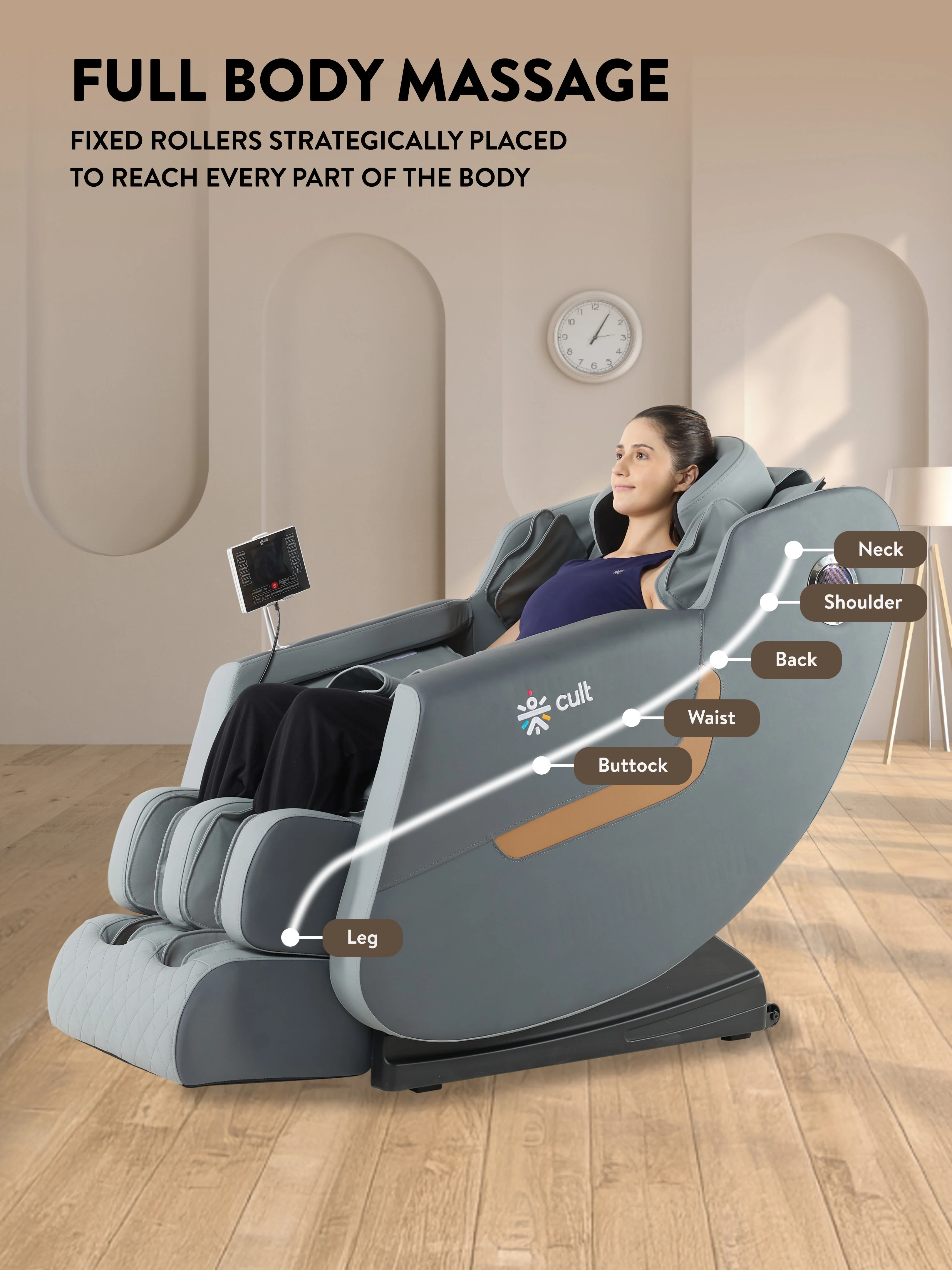 Cult Harmony Massage Chair with Fixed Point Massage Technique and Bluetooth AI Voice Function for Full Body Massage At Home - Image 5