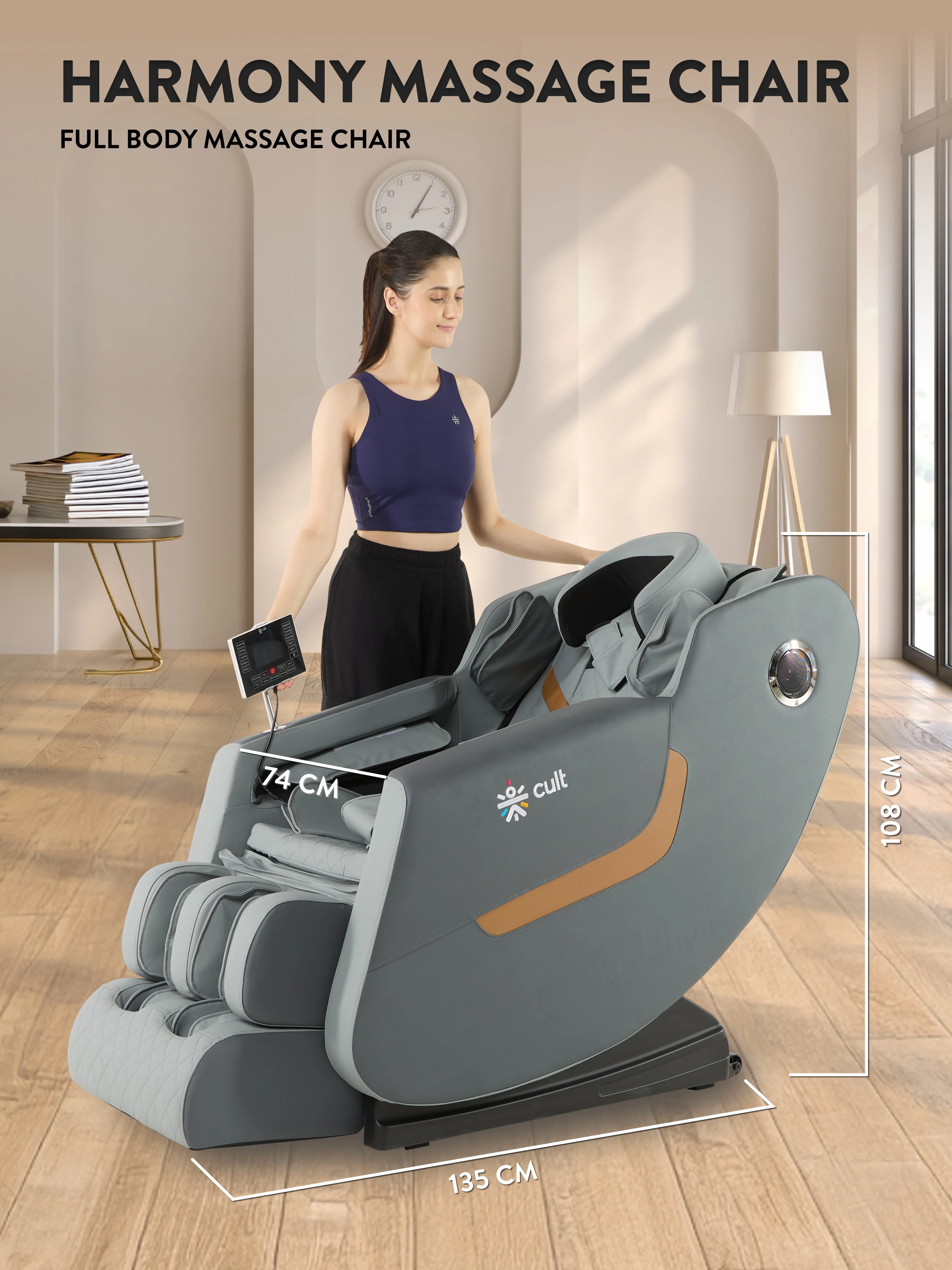 Cult Harmony Massage Chair with Fixed Point Massage Technique and Bluetooth AI Voice Function for Full Body Massage At Home - Image 8